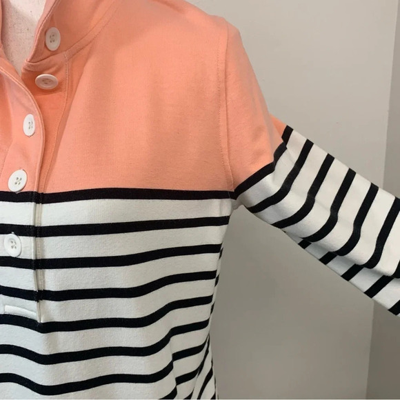 T by Talbots Top Sweatshirt Woman Medium  Long Sleeve Stripe Stretch Pockets - Picture 4 of 12